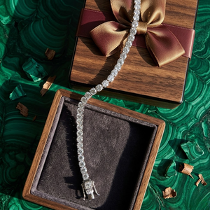 Pulsera de tenis de plata 925 con diamantes de moissanita de corte brillante redondo, engaste clásico de puntas, joyería fina de lujo brillante, regalo - Product Image 1