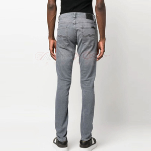 Jean en denim délavé coupe droite slim, respirant, imperméable et écologique pour homme – Pantalon décontracté en coton taille mi-haute style urbain - Product Image 4