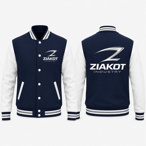 Veste universitaire bleu marine pour homme ZIAKOT, coupe classique, style preppy, boutonnée, en polyester et coton tissé, pour l'automne - Product Image 2