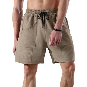 Pantalones Cortos Bermuda de Algodón Gris para Hombre, Cintura con Cordón, Bolsillos, Ropa Deportiva Informal para Gimnasio, Transpirables, de Tiro Medio - Product Image 6