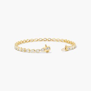 Bezel Tennis <b>Bracelet</b> With Pear Cut Lab-Grown Diamonds In Yellow Gold - Product Image 2
