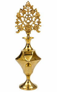 Porta Kajal de Latón Chapado en Oro Estilo Antiguo con Diseño Floral, Objeto Decorativo Moderno para Ramadán, Diwali, Decoración de Mesa para el Hogar, 1 Pieza - Product Image 1