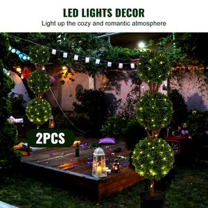 Set di 2 Eleganti Alberi Artificiali di Bosso Finto a 3 Sfere, Alti 48 Pollici, con Fioriere Verdi - Product Image 4