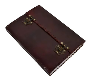 Large Embossed Black Leather Journal Lock Shadow Spell Book Planner Notebook <b>Soft</b> Cover Thread Saddle Stitching Gift <b>Box</b> - Product Image 4