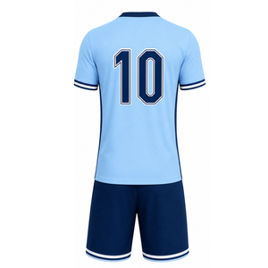 Uniforme de Fútbol Moderno de Dos Tonos Azules |   Jersey Azul Cielo Elegante con Ribete Azul Marino |   Uniforme de fútbol clásico con puños a rayas - Product Image 2