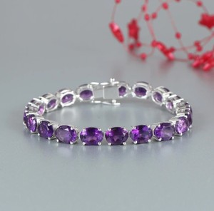 Natural Amethyst Stone 925 Sterling Silver Gold Plated Luxury <b>Charm</b> Bracelet Handmade February Birthstone Jewelry Gift for Women - Product Image 2