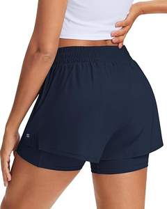 Shorts Deportivos de Cintura Alta para Mujer, de Secado Rápido, con Forro de Malla y Bolsillos con Cremallera - Product Image 2