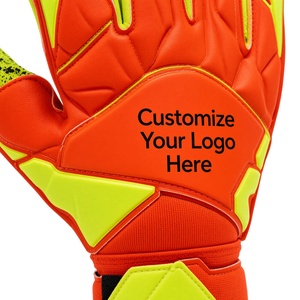 Gants de gardien de but de football personnalisables, rouge, vert lime, PU, doigts entiers, antidérapants, respirants, sangle de poignet réglable, unisexe - Product Image 3