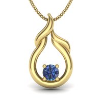 Collier pendentif en saphir plaqué or pour femme, forme goutte d'eau classique, serti de griffes, pierre ronde, bijou à porter au quotidien, mariage