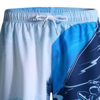 Short de bain pour homme à séchage rapide, imprimé par sublimation, motif surf, taille à cordon, décontracté, bleu à motifs