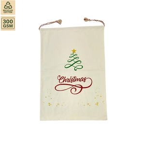 300 GSM Non Laminated Cotton <b>Canvas</b> <b>Drawstring</b> Gift <b>Bag</b> Gift Packaging 53x78 cm Flat Custom Logo Wholesale OEM Model SS194 - Product Image 2
