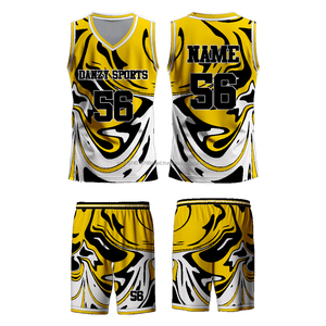 Maillot de basket-ball unisexe grande taille personnalisé réversible, séchage rapide, respirant, antibactérien, 100% polyester, uniforme d'été imprimé - Product Image 4
