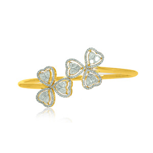 Luxury Women's 18K Yellow Gold Lab Grown Diamond Classic <b>Bangle</b> <b>Bracelet</b> with Multi-Row Mesh and Circular Clasp Design - Product Image 2