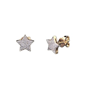 Star Shape 925 Silver Vermeil Pave Diamond Stud Earrings IGI Certified 0.20ct Round Brilliant <b>Cluster</b> Unisex Gift - Product Image 1