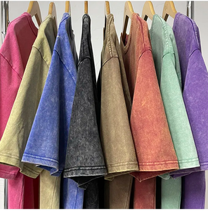 เสื้อยืดวินเทจผู้ชายสไตล์ย้อมสีเอซิด ผ้าฝ้าย 100% เนื้อหนา ทรงโอเวอร์ไซส์ สตรีทแวร์ลำลอง ขายส่ง - Product Image 2