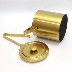 Golden Round Metal Ice <b>Bucket</b> With Lid And Tongs Rust Resistant Party Beverage Cooler Vintage Design Style - Product Image 6