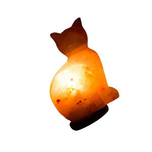 Handcrafted <b>Cat</b> Shape Salt <b>Lamp</b> Natural Pink Crystal Stone Desk Light Decorative Animal Night <b>Lamp</b> - Product Image 1