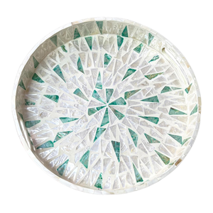 Plateau de service rond en nacre mosaïque de luxe, plateau à boissons pour table à manger haut de gamme, fabrication vietnamienne, vente en gros - Product Image 2