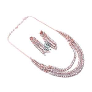 Nancy Triple Layered Designer Necklace Set-Gold Plated Zirconia Fashion Jewelry for Festivals - Product Image 4