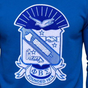 Sudadera Phi Beta Sigma con Escudo Azul Chenille para Hombre, Cuello Redondo con Letras Griegas, Prenda de Fraternidad Bordada Premium, Clásica 1914 - Product Image 5