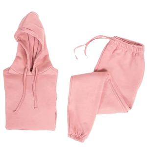 Womens Premium Fleece Tracksuit Light Pink Hoodie with Jogger <b>Pants</b> Relaxed Fit Two Piece Everyday Style Outfit - Product Image 6