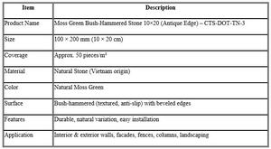 Revestimiento de Pared Exterior de Piedra Natural Martillada Verde Musgo de 1020 mm para Piscina y Villa CTS-DOT-TN-3 - Product Image 5