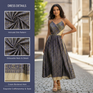 ชุดเดรสผ้าไหมฮาโบไท 100% สุดหรู - ชุดแม็กซี่งานแต่งงานและงานระดับไฮเอนด์ที่ตัดเย็บอย่างประณีตและหายาก - Product Image 2