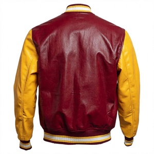 Custom Wool and Viscose Bomber <b>Jacket</b> <b>Red</b> and Yellow High Quality Men Outerwear <b>Waterproof</b> Quick Dry Hooded Vintage Style - Product Image 1
