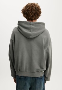 Sweat-shirt unisexe gris à capuche zippé, coupe ample, couleur unie, décontracté, pour l'hiver, en molleton 100 % coton, tissu tricoté anti-boulochage - Product Image 3