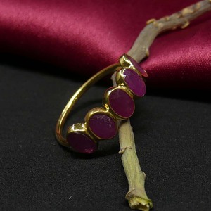 Wedding Wear 925 Sterling Silver Gold Plated Jewelry Ruby Gemstone Women Wear Classic <b>Couple</b> <b>Ring</b> - Product Image 6