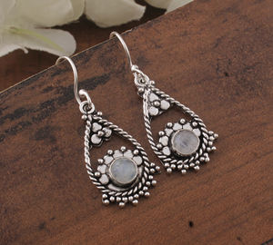 Pendientes de Plata de Ley 925 con Piedra Lunar Arcoíris Natural, Chapados en Oro Rosa, Estilo Vintage, Joyería Fina para Mujer, Regalo para Ella - Product Image 3