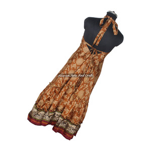 Bohemian New Fashionable Women's Wear Vintage Sari Silk <b>Spaghetti</b> Maxi Dress Ladies Elegant Dinner Gown Sleeveless Evening Gowns - Product Image 5