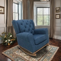 Ensemble de fauteuils à bascule Chesterfield modernes en tissu et métal bleu de luxe pour appartement, centre commercial, chambre, salon, hôtel, hôpital