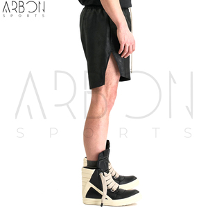 Nouveauté : Shorts en cuir véritable noirs élégants et personnalisés pour hommes, taille élastique, coupe ample, style streetwear, prix de gros - Product Image 2