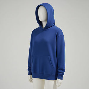 เสื้อฮู้ดดี้สีน้ำเงินรอยัลสำหรับผู้ชาย แบบสวมหัว สีพื้น แขนยาว มีกระเป๋าจิงโจ้ ทรงโอเวอร์ไซส์ สไตล์ลำลอง - Product Image 4