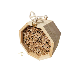 Nichoir à abeilles en bois naturel fait main, habitat pour insectes, abri pour pollinisateurs de jardin et fourniture en gros écologique - Product Image 4