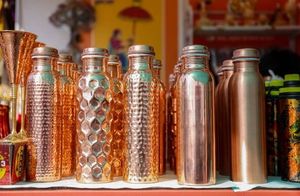 Handcrafted <b>Copper</b> Water <b>Bottle</b> Traditional <b>Drinking</b> <b>Bottle</b> for Daily Hydration Yoga Wellness and Travel - Product Image 6