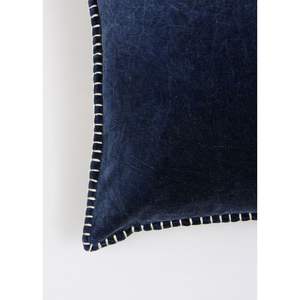 Stonewashed Cotton <b>Velvet</b> Decorative <b>Throw</b> Pillow 19x19 Inch with Handstitched Edges - Product Image 5