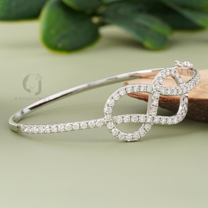 : 2.27ct Round Cut Lab Grown Diamond Infinity <b>Bracelet</b> 14K White Gold Dainty Bangle Sustainable Sparkling Womens Jewelry Gift - Product Image 4
