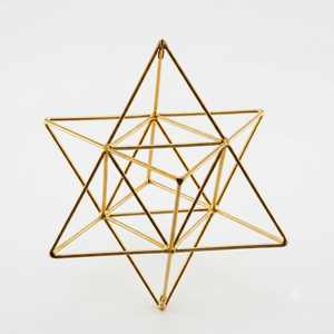 Escultura Geométrica de Merkabah Hecha a Mano con Alambre, Estrella Poliedro, Geometría Sagrada, Arte Ecológico Decorativo para Mesa, Arte Metálico Moderno - Product Image 1