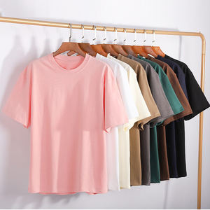 Camiseta de Algodón Grueso Estilo Americano, Hombros Caídos, Color Sólido, Unisex, Precio de Fábrica de Bangladesh y China - Product Image 1