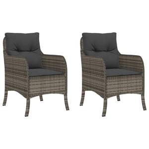 2 chaises de patio en rotin gris avec coussins - Product Image 2