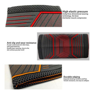 Knee Sleeve Compression Support <b>Brace</b> Elastic Polyester <b>Men</b> Black Orange Patterned Design - Product Image 6