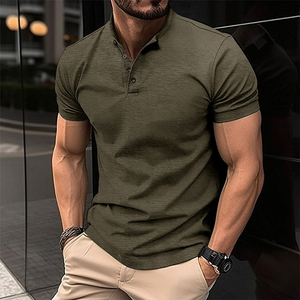 Camiseta Casual de Verano para Hombre, con Botones, Deportiva, Transpirable, Cuello Henry, Tejida, Personalizada, para Golf, con Logotipo Bordado - Product Image 2