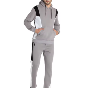 Conjunto de chándal con capucha y bloques de color para hombre, sudadera deportiva ajustada y pantalones deportivos, conjunto de ropa deportiva de 2 piezas para gimnasio - Product Image 1