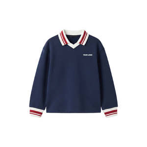 Sweat-shirt à col polo rayé personnalisé pour filles avec impression en relief - XL - Product Image 3