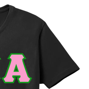 T-shirt brodé avec 3 lettres grecques AKA, en coton noir, col rond, manches courtes, doux, respirant, décontracté, unisexe, pour tous les jours - Product Image 4