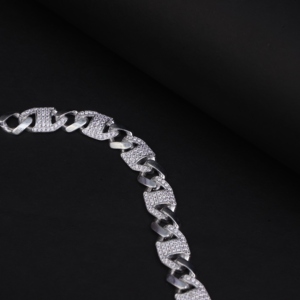 Bracelet chaîne élégant en argent fin rhodié, bijoux unisexes contemporains pour la mode quotidienne, collection de cadeaux pour fêtes - Product Image 3