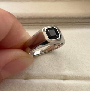 Bezel Setting Black Gemstone <b>Wedding</b> Band Black Spinel <b>Ring</b> for <b>Men</b> 925 Sterling <b>Silver</b> Solitaire Engagement <b>Ring</b> Vintage Gift - Product Image 5
