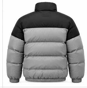 Top Quality Men's Two Tone Puffer Jacket Black <b>Grey</b> Color block <b>Stand</b> Collar Windproof Heavyweight Winter <b>Coat</b> OEM - Product Image 2